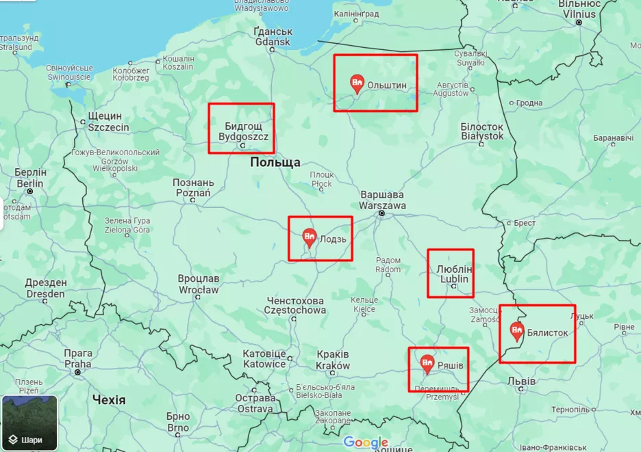 Мапа Польщі.