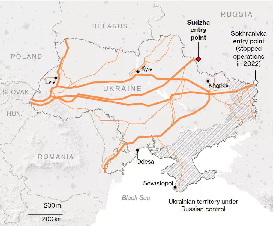 Трубопроводы, которые проходят по территории Украины.