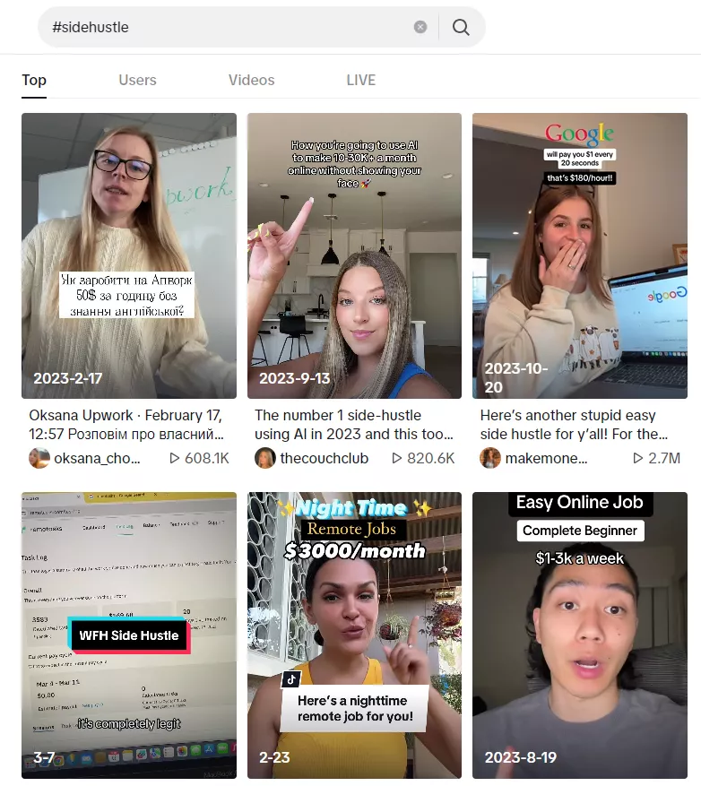 Відео з хештегом #sidehustle у TikTok.