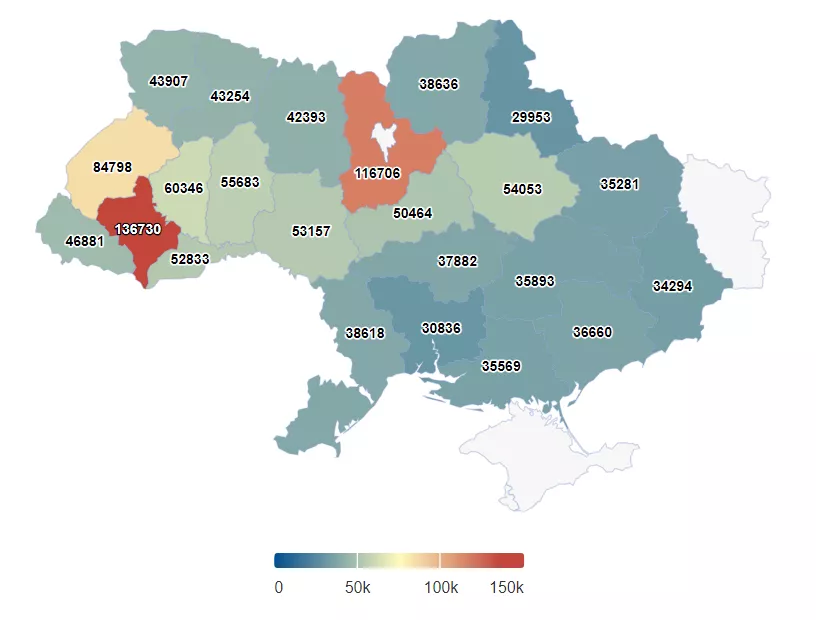 Вартість 1 га с/г землі в Україні по областям (за червень 2024 року).