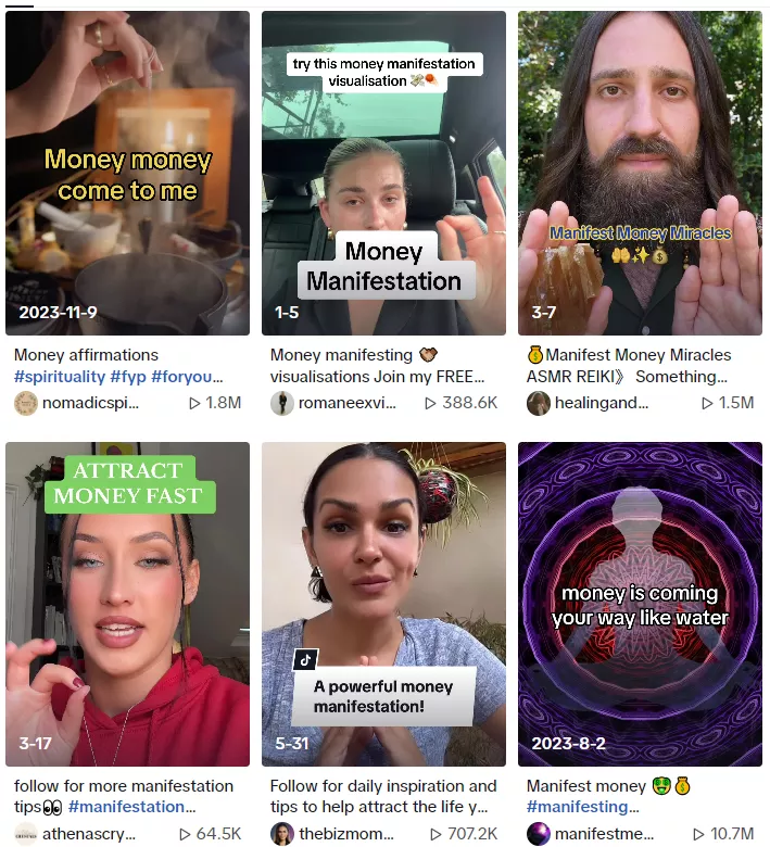 Видео с хештегом #moneymanifestation в TikTok.